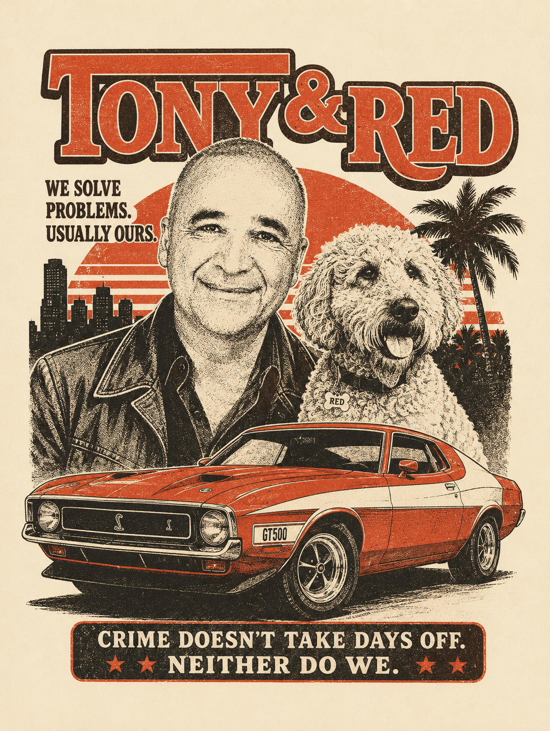 Tony & Red retro poster t-shirt design